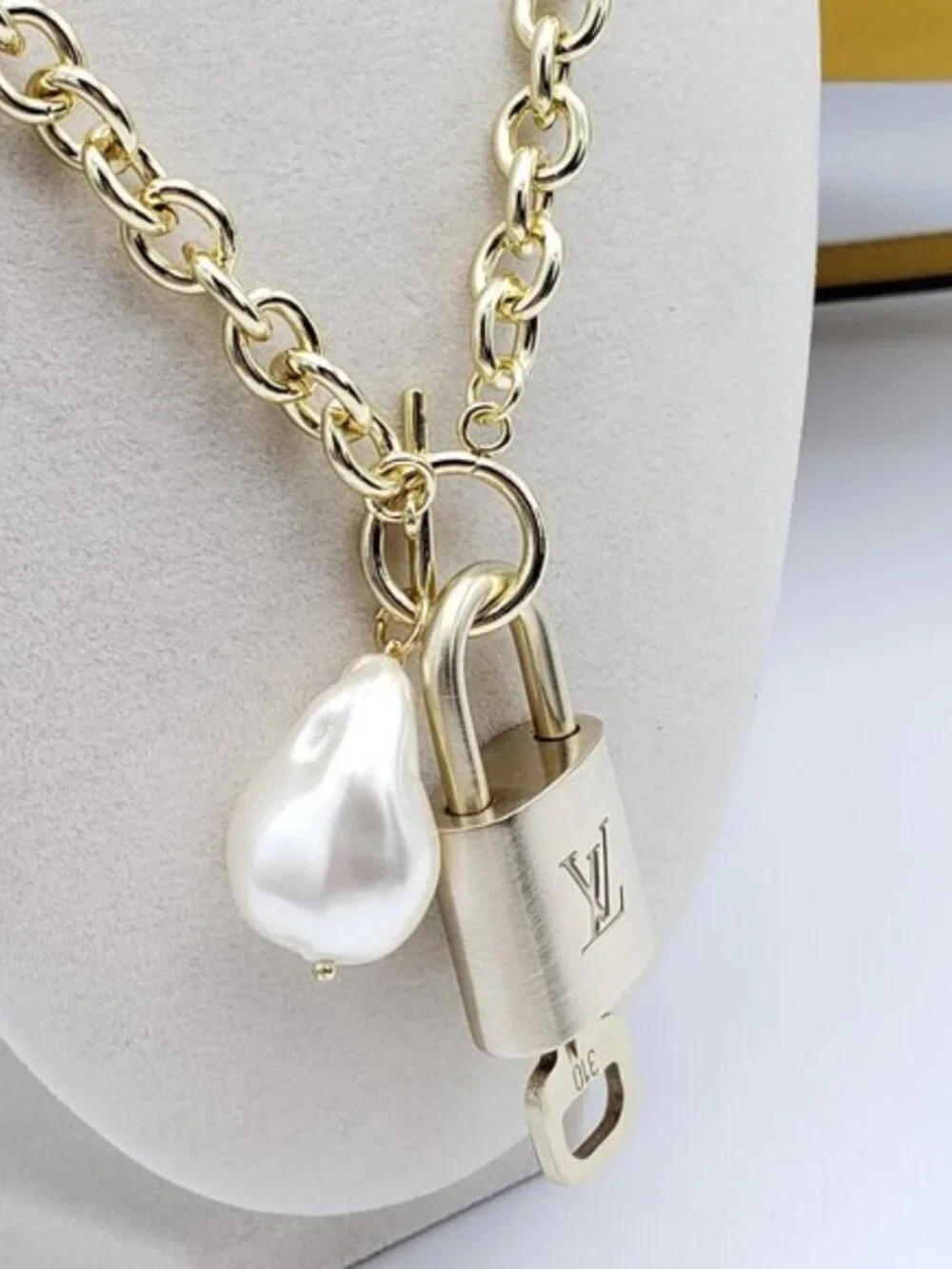 Authentic Louis Vuitton Gold Padlock w/unbranded 16k Gold Plated Stainless Steel